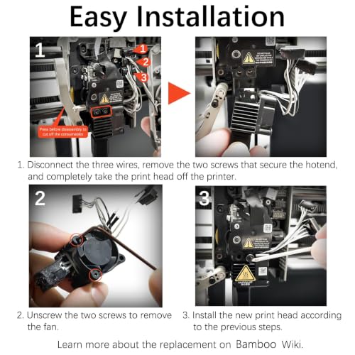 Bamboo Lab Integrated Hotend Assembly with 0.2MM Stainless Steel Nozzle for Bamboo Lab P1S/P1P/X1/X1C/X1E 3D Printer– High Detail,Fast Speed Heating, Max Temp 300C - size: 0.2mm, style: X1/P1 Series