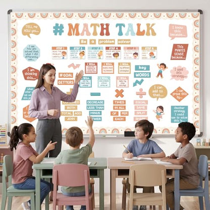 Pajean 85 Pcs Math Bulletin Board Set Retro Math Posters Classroom Decorations for Elementary Middle High School Mathematics Education Posters Teacher Supplies - style: Retro