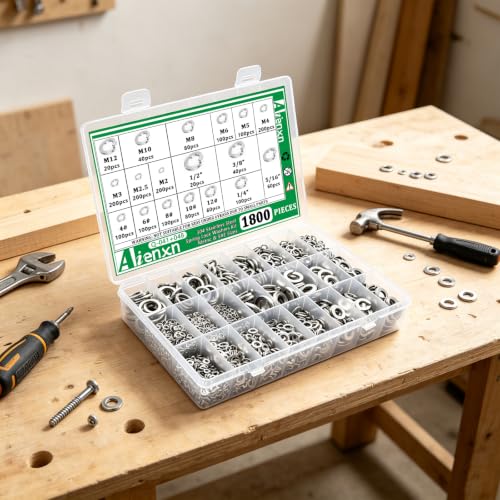 1800PCS Spring Lock Washers Assortment, 304 SS Metric & SAE Sizes - size: SAE&Metric-1800PCS