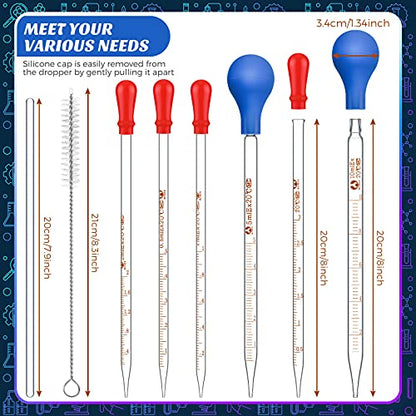 Frienda 16pcs Glass Pipettes Dropper with Rubber Cap Stir Rod Washing Brush