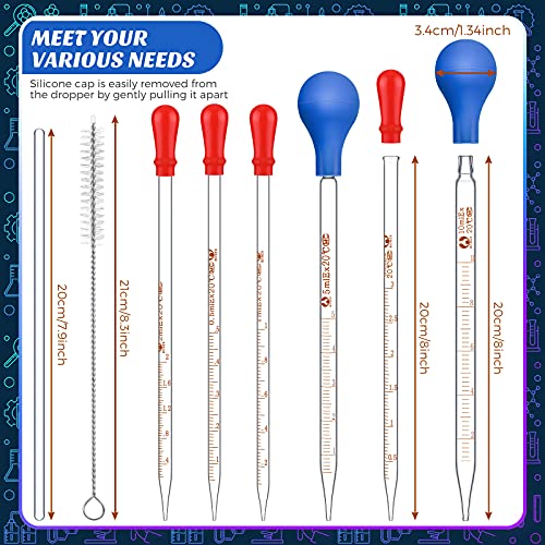 Frienda 16pcs Glass Pipettes Dropper with Rubber Cap Stir Rod Washing Brush
