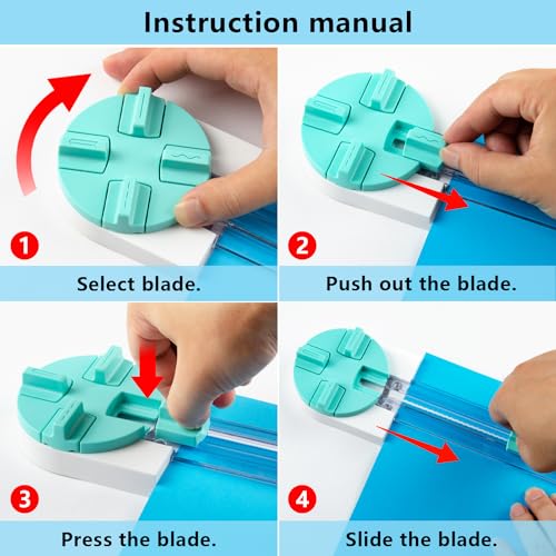 Paper Trimmer Craft Paper Cutter: 4 Style Multi-Function Scrapbooking Tool with Dial Blades of Straight,Wave,Dotted,Perforated,Creasing for Cutting Paper,Coupons,Photos,Postcards,Scrapbook,Card - color: green