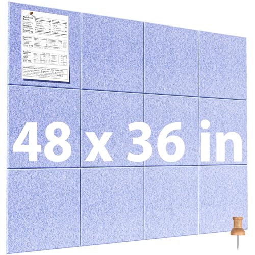 MaxGear Felt Bulletin Board 48" x 36", Light Blue Felt Wall Tile Wall Decor - color: Light Blue, size: 48" x 36"