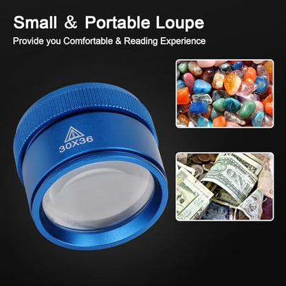 Portable Small Magnifying Glass Jeweler Loupe Magnifier (Blue, 30X36MM) - color: Blue, size: 30X36MM