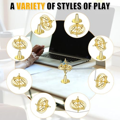 meekoo 2 Pcs Gyroscope Toys, Metal Anti Gravity Top, Gold - style: Gold