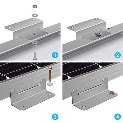Renogy Solar Panel Mounting Z Brackets Lightweight Aluminum Corrosion-Free Construction for RVs, Trailers, Boats, Yachts, Wall and Other Off Gird Roof Installation, one set of 4 Units,Gray - size: 1 Set Z Bracket