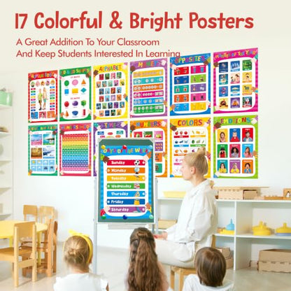 Educational Posters for Kids, 17 PCS All-in-One Set Learning Posters - color: 17 Educational Posters-D