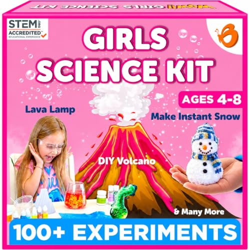 Butterfly EduFields 100+ Experiments Girls Science Kit for Kids Age 5-7 6-8 - style: Girl Science Kit 4-8