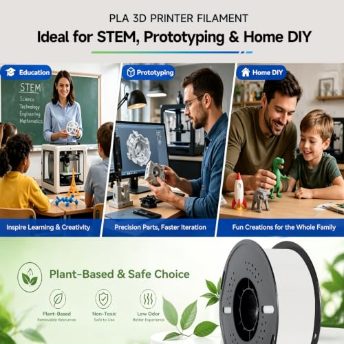 Kingroon PLA 3D Printer Filament, 10 Rolls, Dimensional Accuracy +/- 0.03 mm, 10kg Spool(22lbs), 1.75 mm，Black White Grey Red Green Yellow Skin Sky Blue Pink Brown - color: 10*1kg(black&white&grey&red&sky Blue&green&pink&yellow&pink&brown)
