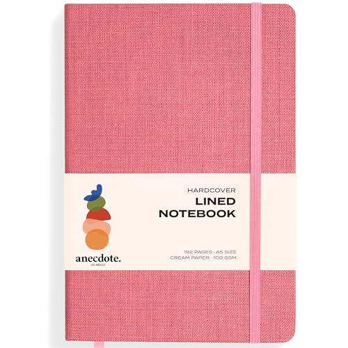 Anecdote Lined Journal Notebook,192 Pages, A5 size: 8.3" x 5.4"| Hardcover - color: Blossom Pink, size: 8.3" x 5.4"