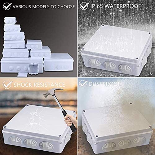 Zulkit Junction Box ABS Plastic Dustproof Waterproof IP65 Universal Electrical Boxes Project Enclosure White 10 x 7.9 x 4.7 inch (255 x 200 x 120mm) - size: 10" x 7.9" x 4.7"