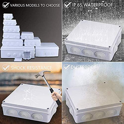Zulkit Junction Box ABS Plastic Dustproof Waterproof IP65 Universal Electrical Boxes Project Enclosure White 10 x 7.9 x 4.7 inch (255 x 200 x 120mm) - size: 10" x 7.9" x 4.7"