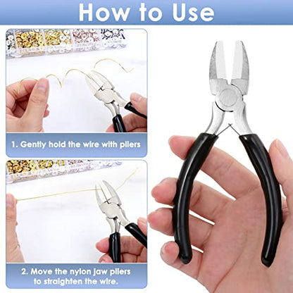 Billbotk Nylon Jaw Pliers for Jewelry Making - Flat Nose, Soft Jaw Pliers for Chain Making - style: Nylon Jaw Pliers