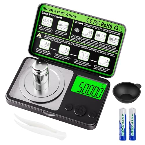 Wigearss Digital Milligram Scale 50g x 0.001g, Mini Precision Scale with Tare Weight Function, Calibration Weight ＆ Backlit LCD Display, Pocket Micro Scale for Weighing Powder, Gold, Jewelry, Herbs - color: Black