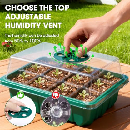 Seed Starter Kit with Humidity Dome, 5 Packs 60-Cell Trays