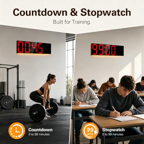 JALL 30" Oversize Digital Wall Clock with 7.3-inch Jumbo Numbers, Extra Large LED Wall Clock with Remote, Giant Digital Clock for Living Room, Church (Black Shell Red Font) - color: Black, size: 30 inches