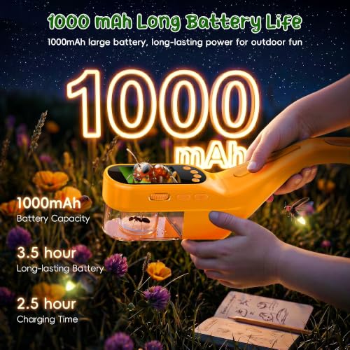 CIMELR Bug Catcher for Kids 500X Microscope, 2.4" Screen STEM Toy Gift - color: Yellow