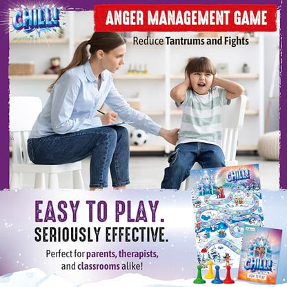 SkillEase CHILL Anger Management for Kids, Ages 5-9, Therapy Games, Social Emotional Learning, Fun Social Skills Board Game for Therapists & Families