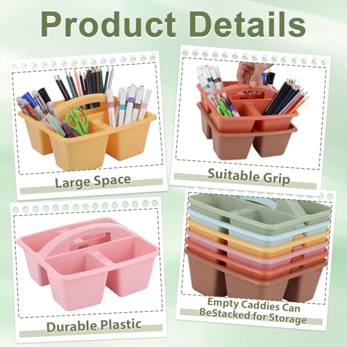 6 Pack 4 Compartment Classroom Caddy with Handle, Groovy - color: Groovy