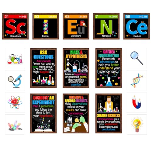 Zonon 27 Pcs Science Bulletin Board Set Science Classroom Decor, Black - color: Black