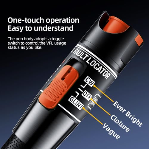 Visual Fault Locator,10-20KM Fiber Optic Cable Tester Meter, VFL Red Light Pen Light Source Testers(Black) - style: 10-20KM VFL