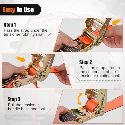 Nilight Flat Hook Ratchet Straps 10 Pack 2 in x 30 Ft Orange - color: 10Pcs 2in x 30ft Flat Hook Straps