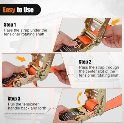 Nilight Flat Hook Ratchet Straps 10 Pack 2 in x 30 Ft Orange - color: 10Pcs 2in x 30ft Flat Hook Straps