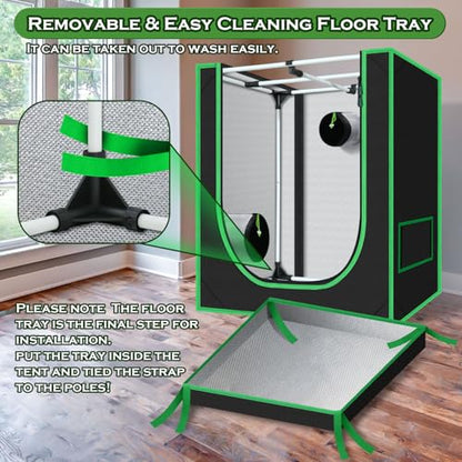 Small Grow Tent 18"x30"x36" 600D Mylar Hydroponic Grow Tents - size: 18"x30"x36"