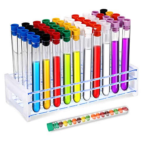 Halloween Test Tubes with Rack 50 Pcs 16 x 150 mm Clear Plastic with Lids