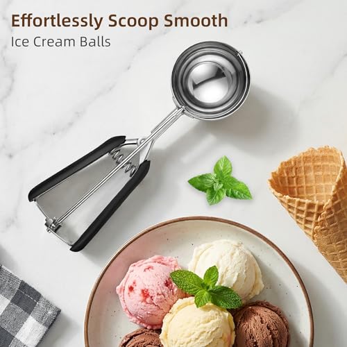 Extra Large Ice Cream Scoop 80MM, Trigger Release Stainless Steel Cookie Scoop, Portion Scoop 5.28 oz/150ml, Commercial Food Disher, for Portion Control, Cookie Dough, Cupcake Batter (10 Tablespoon) - size: 10 tbsp