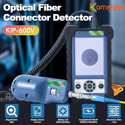 Optic Fiber Cleaning Inspection Probe with 3.5 inch Fiber Microscope Display+2.5mm Universial Male Tip+SC/LC UPC Female Connector+1.25mm/2.5mm Cleaner Pens+Cleaning Cassette - style: KIC-5D