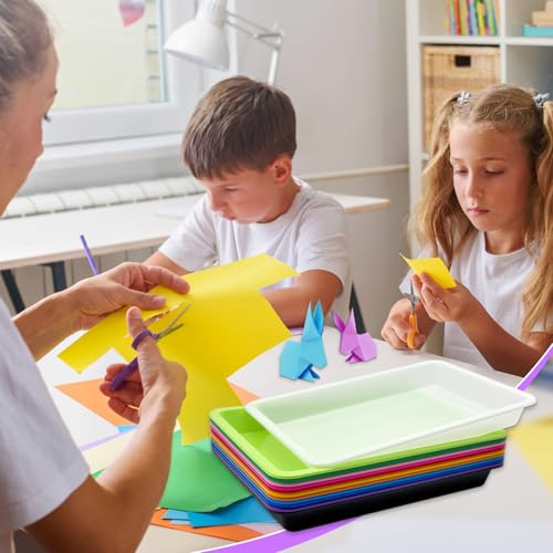 12 Colors Plastic Art Trays,12 Pack Colorful Activity Crafts Tray,Activity Serving Tray, Plastic Art Art Trays for DIY Projects,Beads,Painting,Jewelry