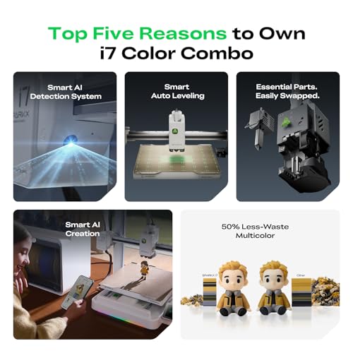 Creality SPARKX i7 Combo 3D Printer, Multi Color with CFS Lite High Speed AI Photo-to-3D Printing 95% Pre-Assemble Auto-Leveling Custom RGB Quick-Swap Essential Parts 10.24×10.24×10 inch