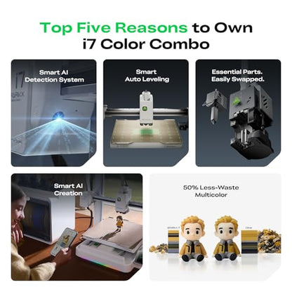 Creality SPARKX i7 Combo 3D Printer, Multi Color with CFS Lite High Speed AI Photo-to-3D Printing 95% Pre-Assemble Auto-Leveling Custom RGB Quick-Swap Essential Parts 10.24×10.24×10 inch