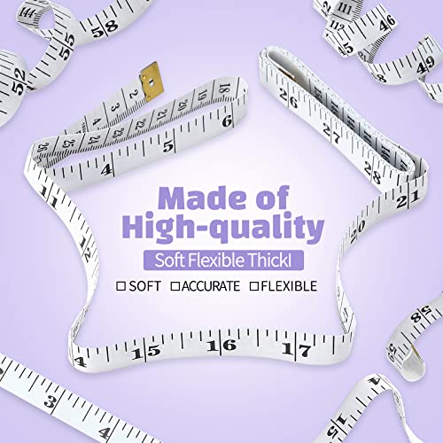 GliSun Soft Tape Measure 24 Pack Measuring Tape Bulk for Body Sewing Tailor Cloth Vinyl Measurement Craft Supplies,150cm/60inch Accurate Soft Double Scale Ruler-White