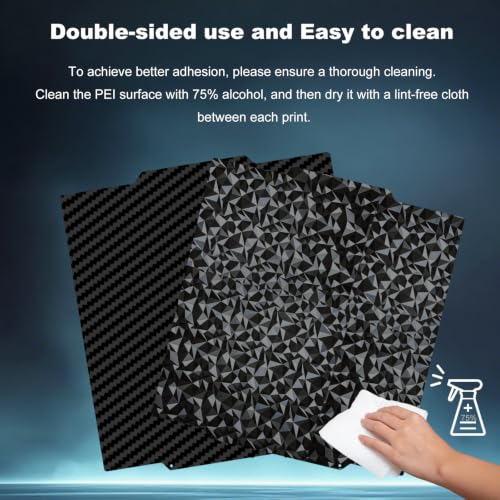 266x293mm 3D Printer Build Plate Smooth PEO+Smooth PET Spring Steel Sheet for Flashforge Creator 5/5 Pro Heated Bed (Carbon Fiber + Diamond Pattern) - size: 266x293mm