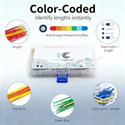 560Pcs Jumper Wire Kit, 14 Lengths 2-125mm Solderless Breadboard Jumper Wires, Assorted Flexible Breadboard Connecting Line for Arduino Projects