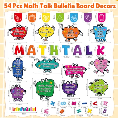 Honoson 54 Pcs Math Bulletin Board Set, Math Talk Bulletin Boards, Colorful - style: Colorful