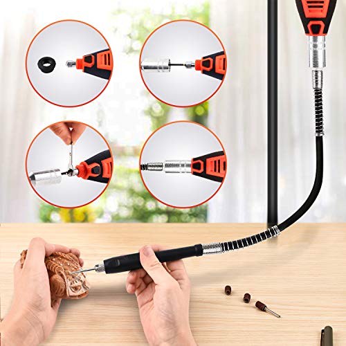 GOXAWEE Mini Power Rotary Tool Kit with Flex Shaft -180Pcs Accessories - color: Orange Rotary Tool Kit