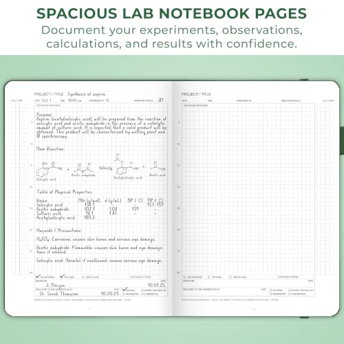 Clever Fox Laboratory Notebook, Lab Notebook, Chemistry Research Dark Green - color: Dark Green