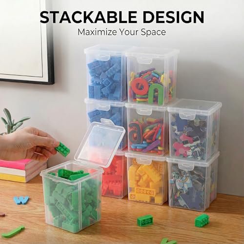 10 Pack Deep Clear Square Storage Box, Craft & Art Marker Organizer - size: Clear Square Medium - 10 Pack