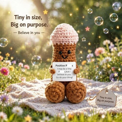 Emotional Support Crochet Doll, Positive Handmade Desktop Ornament - color: Brown Apen