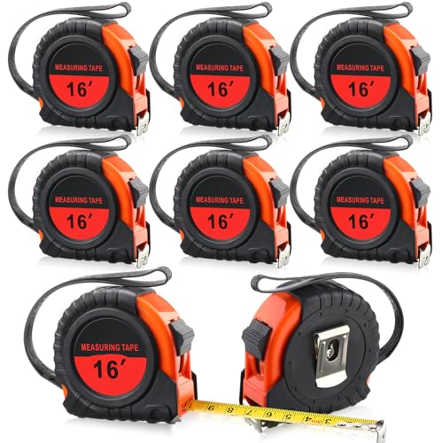 Yunsailing 8 Pack Tape Measure Bulk 16 Feet Retractable Measuring Tape Small Measure Easy Read with Fractions 1/8 Measurement (Orange) - color: Orange