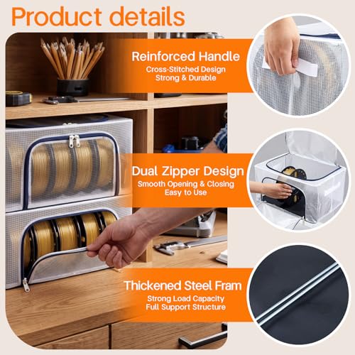 6 Pack 3D Printer Filament Storage Boxes, Holds up to 42 Rolls