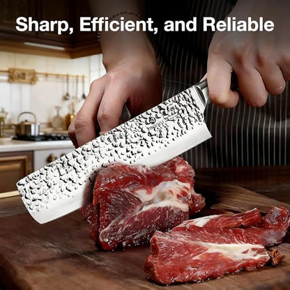 imarku Nakiri Knife 7 Inch,Razor Sharp Japanese Kitchen knife Chef Knife - color: Dark Brown/Coffee