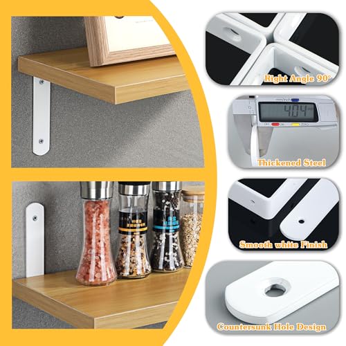 Alise White Shelf Brackets,L Brackets for Shelves,12x6.3x1.2 Inch,4 Pcs - color: White, size: 12x6.3 Inch (Upgraded)