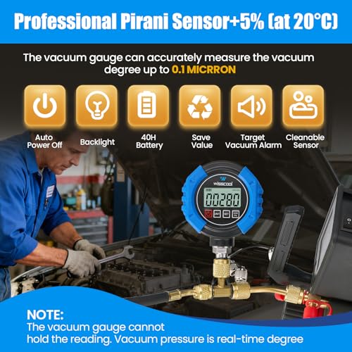 WISSCOOL Digital Vacuum Gauge, HVAC Micron Gauge Tester - color: Blue-G10