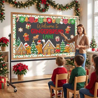 Christmas Gingerbread Lane Bulletin Board Classroom Decorations - color: Christmas Gingerbread Lane
