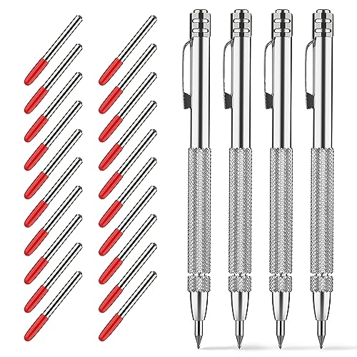 Glieskir 4-Pack Tungsten Carbide Scriber Set with Magnet and 20 Tips - color: 4PCS Silver