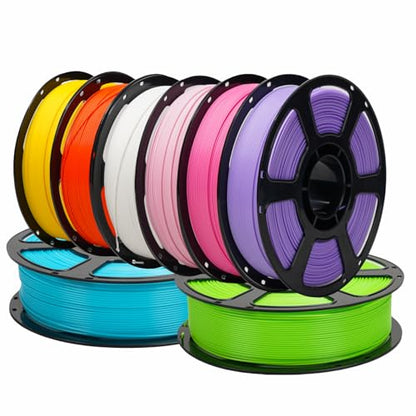 PLA Plus 3D Printer Filament 1.75mm,8 Color 8KG FDM Spool - color: Pla-(1kg*8 Plus Lakeblue+purple+pink+rosepink+white+neongreen+yellow+orange)